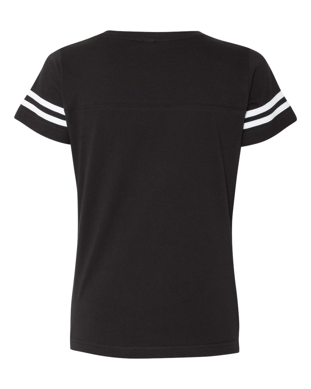 Women's Football V-Neck Fine Jersey Tee - Back - B54738503 - Black Solid/ White