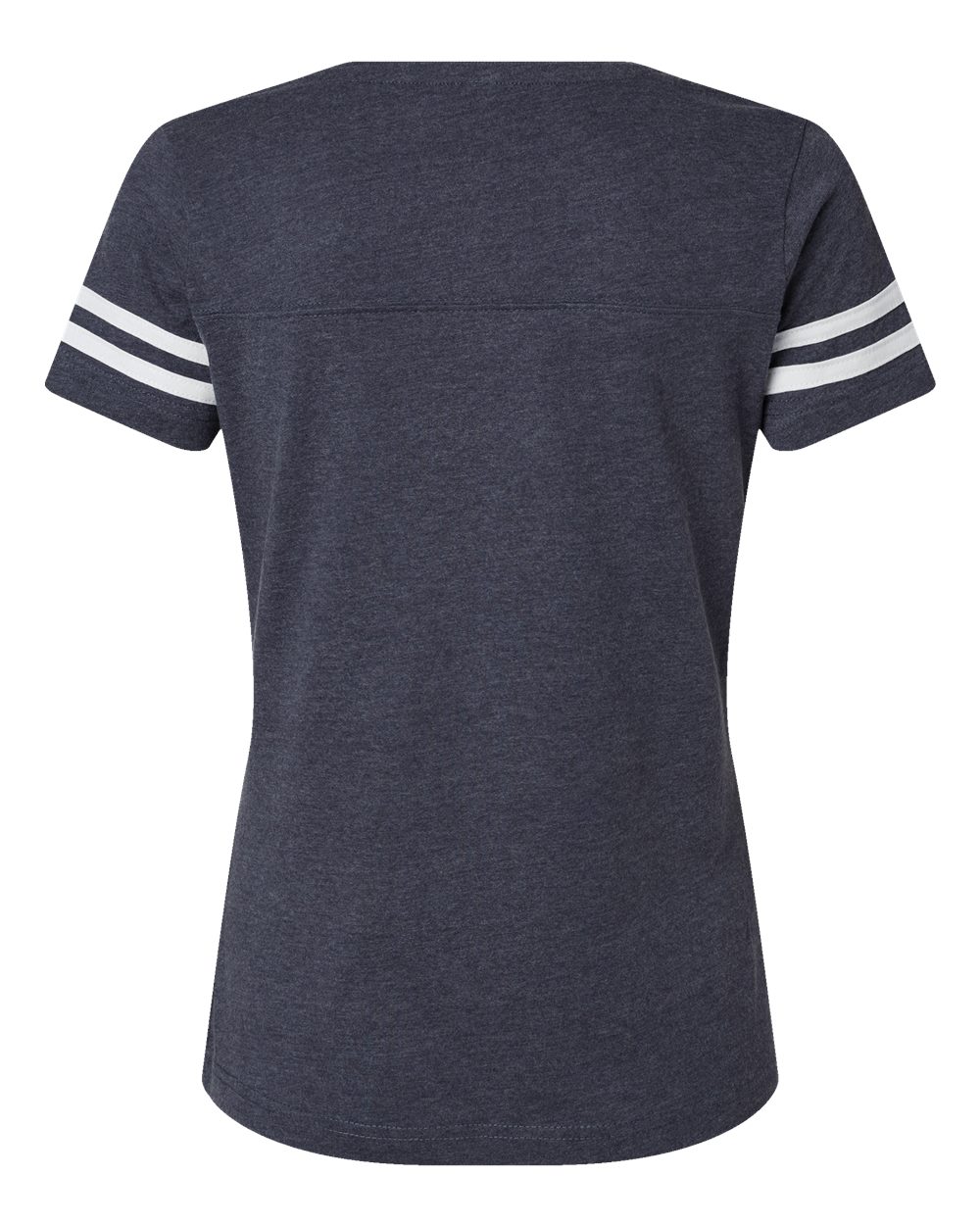 Women's Football V-Neck Fine Jersey Tee - Back - B54738653 - Vintage Navy/ White