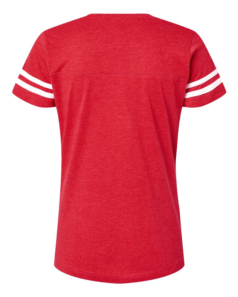 Women's Football V-Neck Fine Jersey Tee - Back - B54738703 - Vintage Red/ White