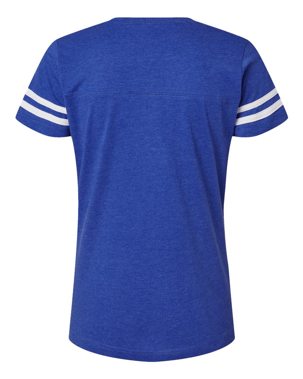 Women's Football V-Neck Fine Jersey Tee - Back - B54738753 - Vintage Royal/ White