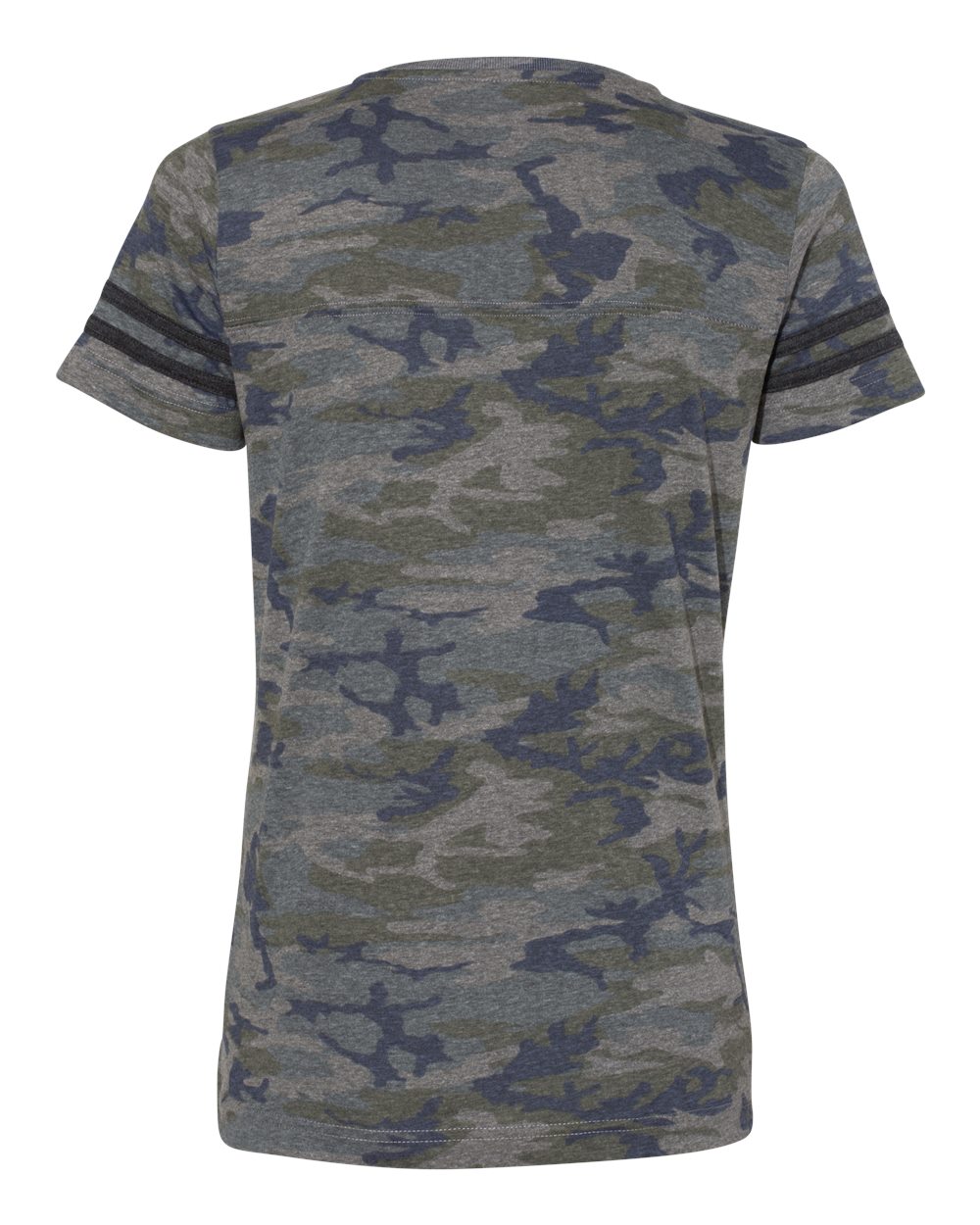 Women's Football V-Neck Fine Jersey Tee - Back - B54738983 - Vintage Camo/ Vintage Smoke