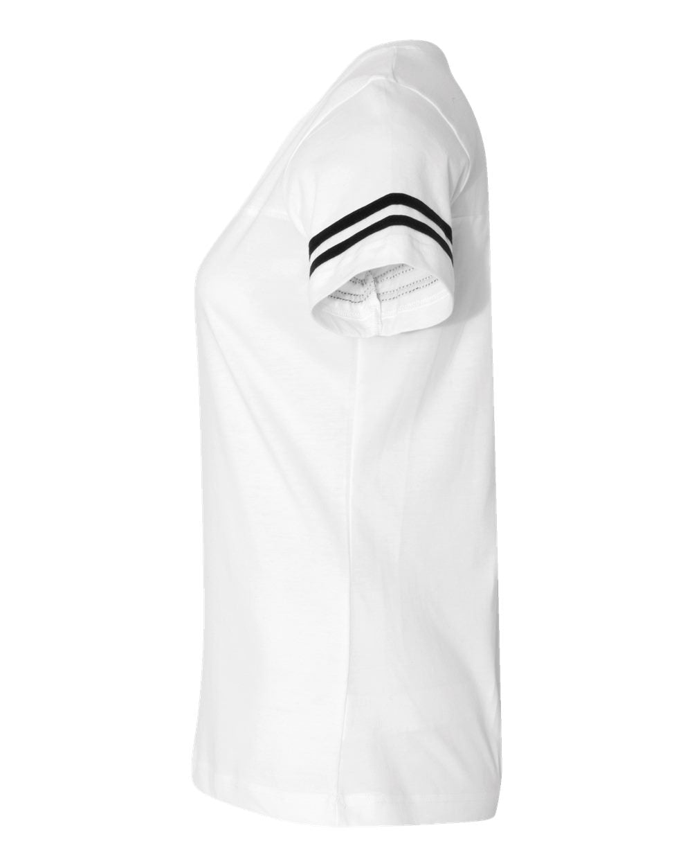 Women's Football V-Neck Fine Jersey Tee - DirectSide - B54738003 - White Solid/ Black
