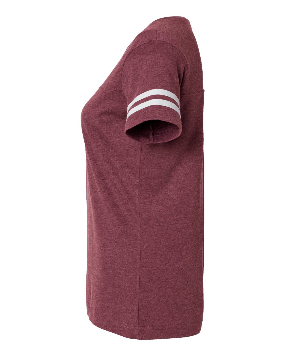 Women's Football V-Neck Fine Jersey Tee - DirectSide - B54738533 - Vintage Burgundy/ White