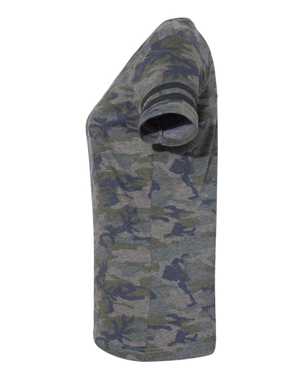 Women's Football V-Neck Fine Jersey Tee - DirectSide - B54738983 - Vintage Camo/ Vintage Smoke