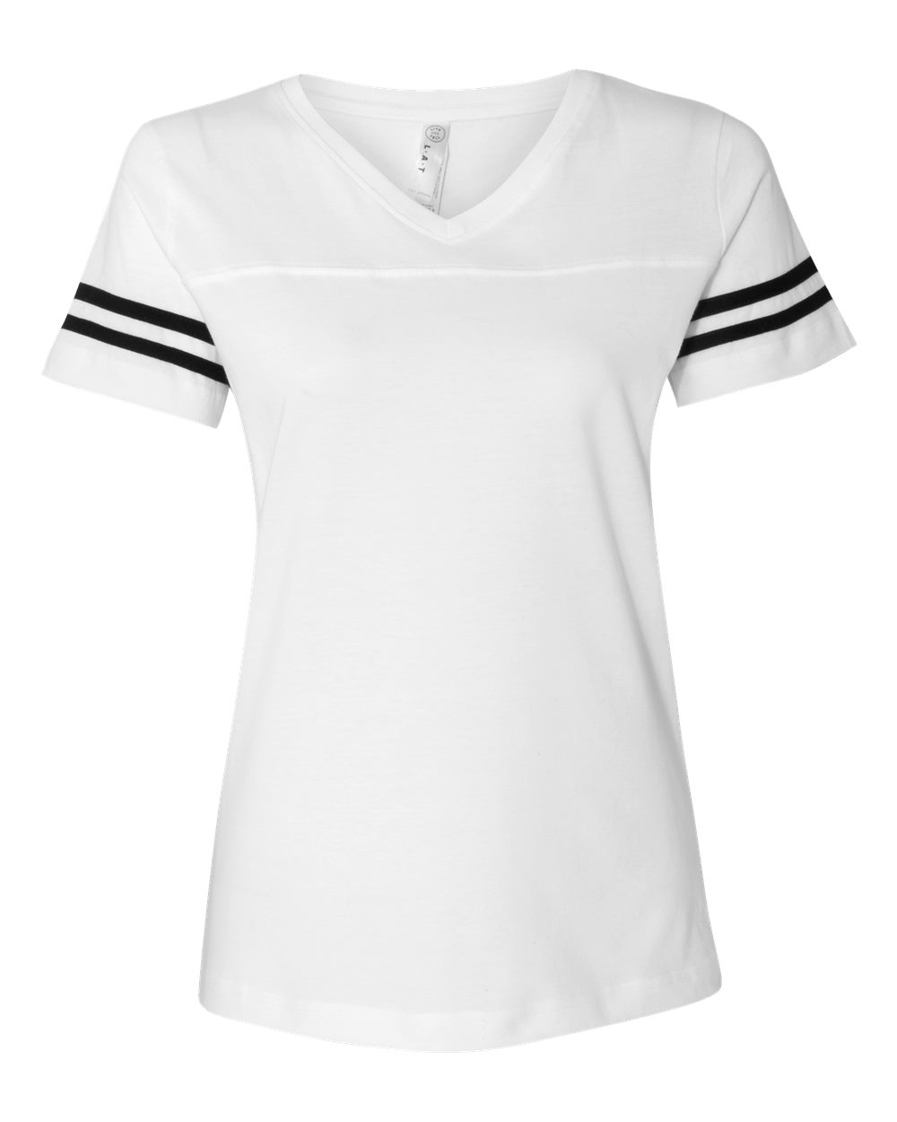 Women's Football V-Neck Fine Jersey Tee - Front - B54738003 - White Solid/ Black
