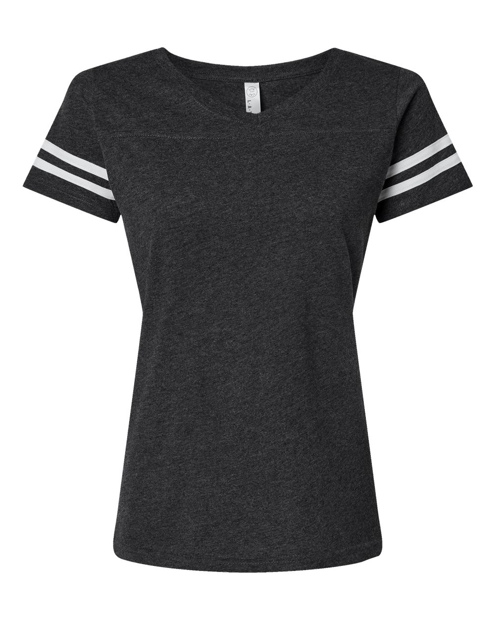 Women's Football V-Neck Fine Jersey Tee - Front - B54738513 - Vintage Smoke/ White