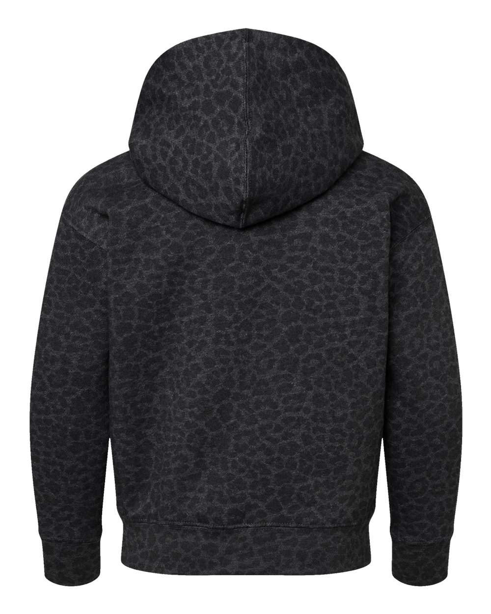 Youth Fleece Hoodie Sweatshirt - Back - B39038512 - Black Leopard