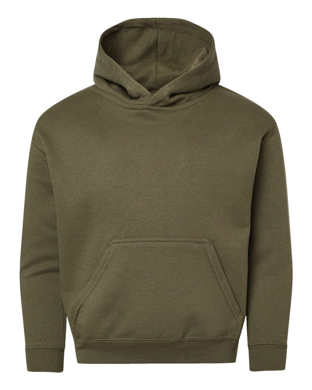 Youth Fleece Hoodie Sweatshirt - Front - B39038542 - Military Green