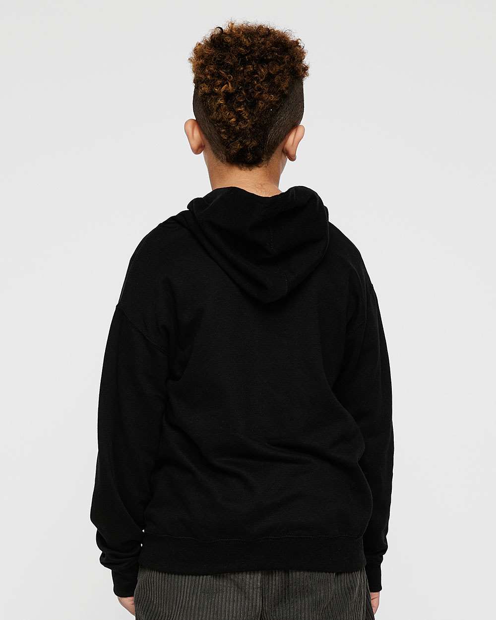 Youth Fleece Hoodie Sweatshirt - OnModelBack - B39038502 - Black