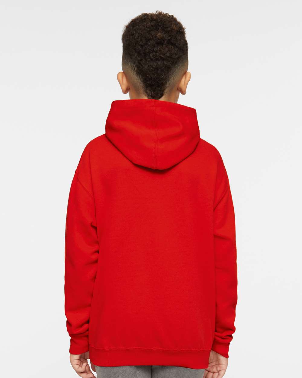 Youth Fleece Hoodie Sweatshirt - OnModelBack - B39038702 - Red