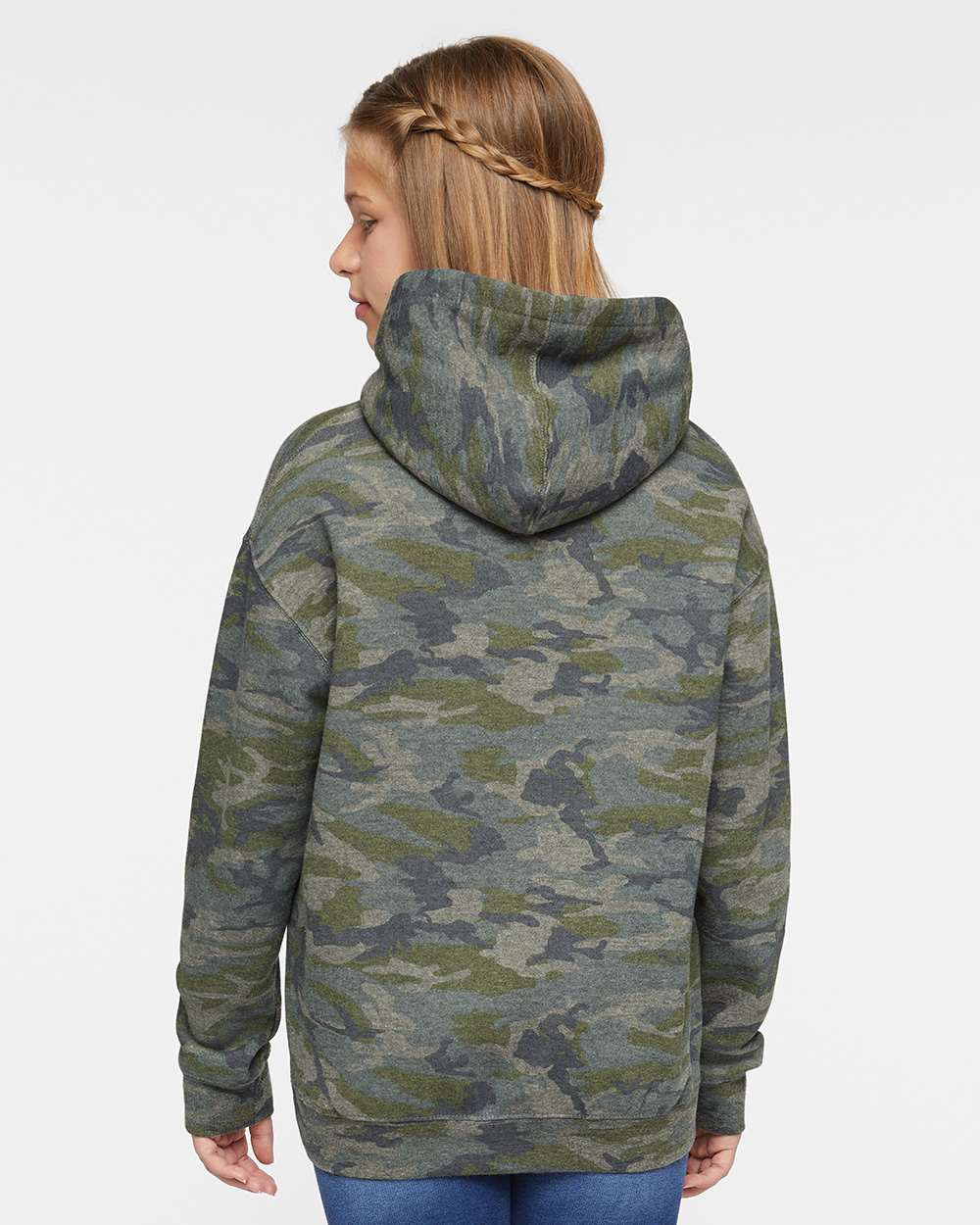 Youth Fleece Hoodie Sweatshirt - OnModelBack - B39038982 - Vintage Camo