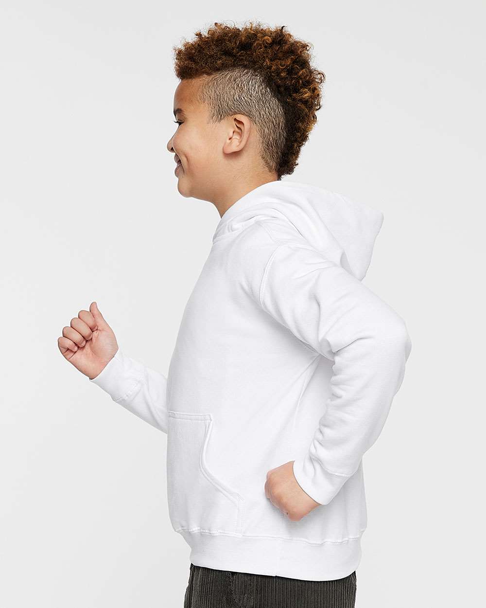 Youth Fleece Hoodie Sweatshirt - OnModelSide - B39038002 - White