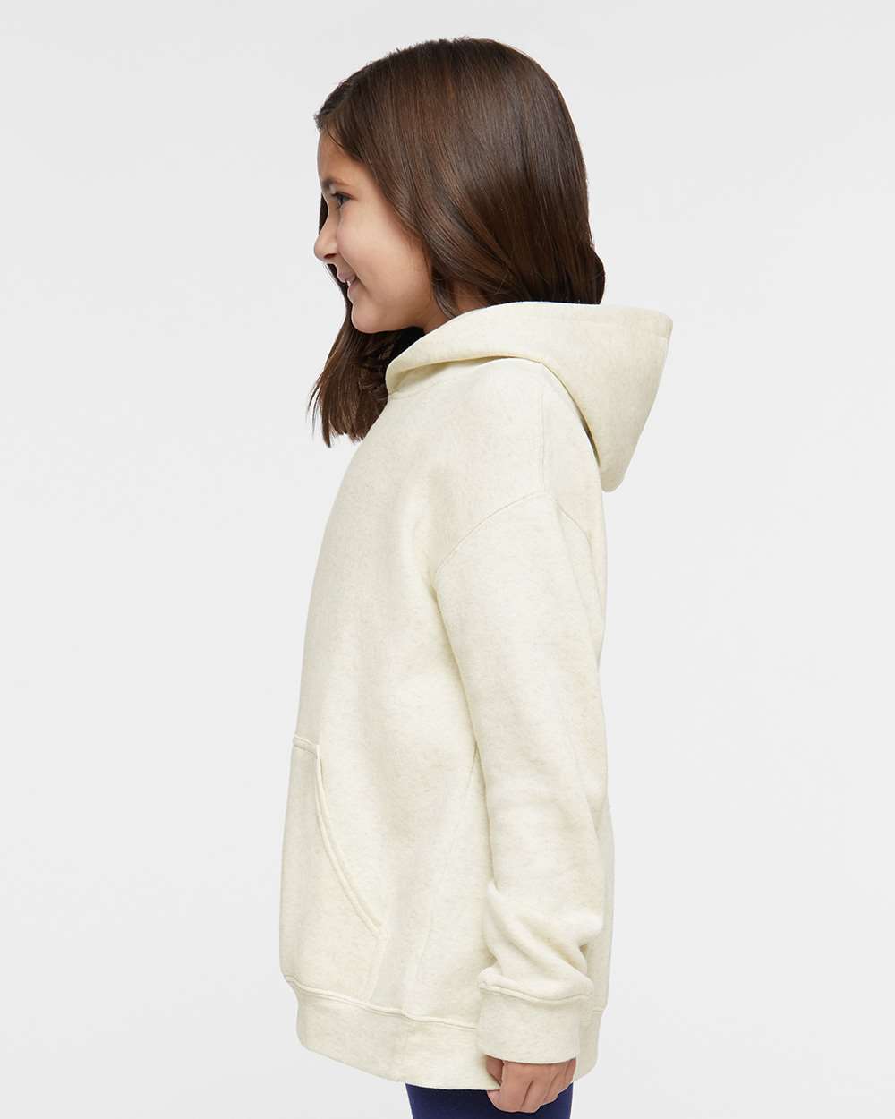 Youth Fleece Hoodie Sweatshirt - OnModelSide - B39038242 - Natural Heather