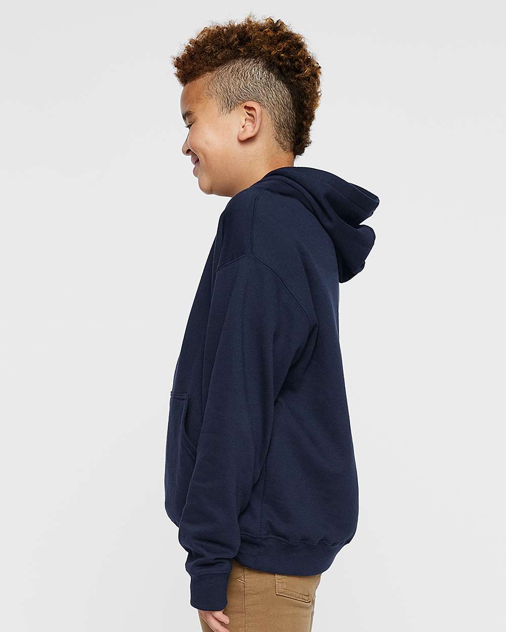 Youth Fleece Hoodie Sweatshirt - OnModelSide - B39038652 - Navy