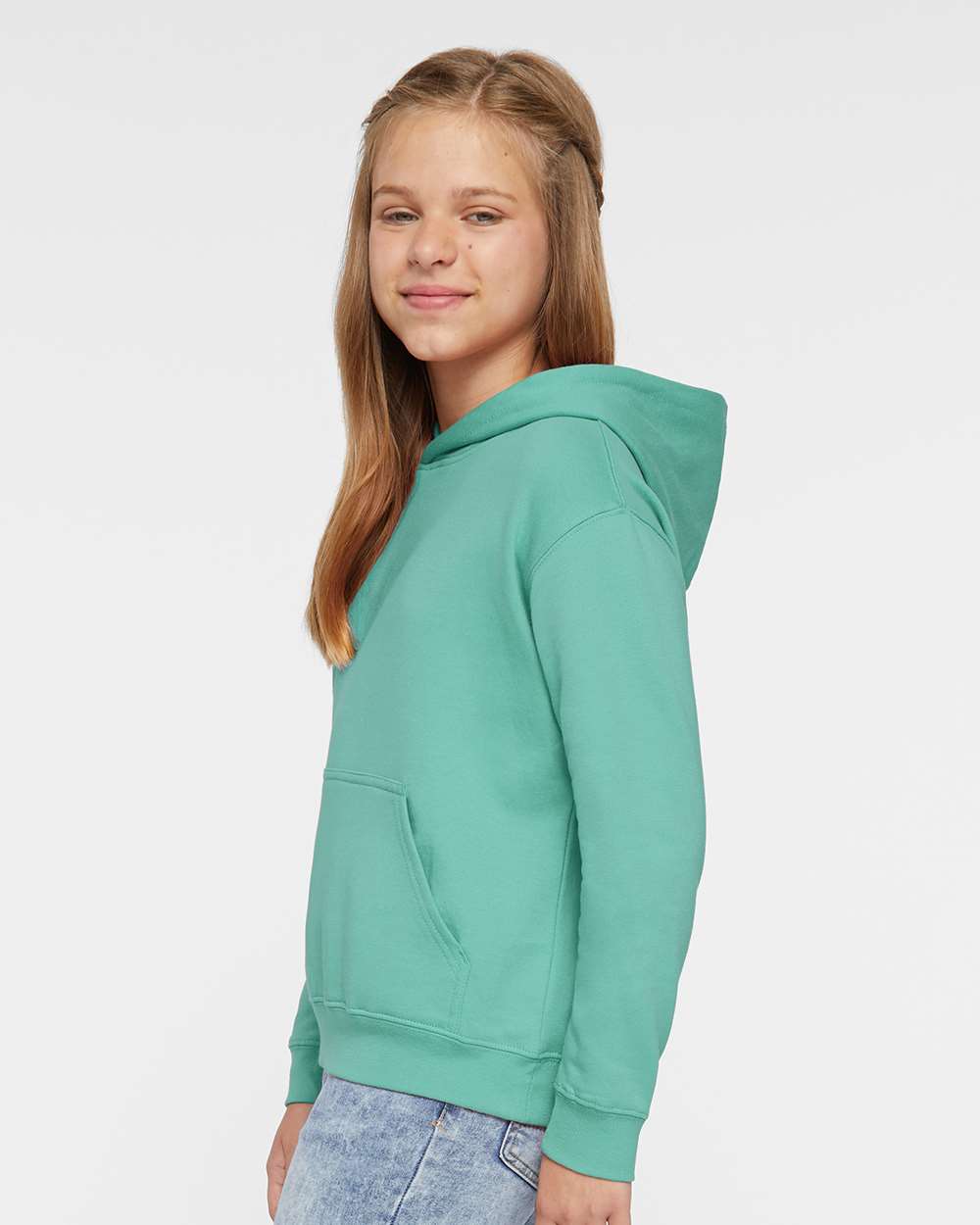 Youth Fleece Hoodie Sweatshirt - OnModelSide - B39038972 - Saltwater