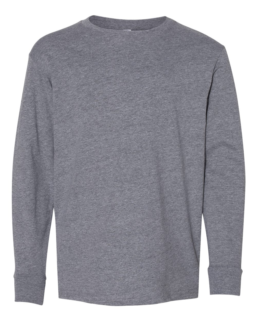 Youth Fine Jersey Long Sleeve Tee - Front - B31438132 - Granite Heather
