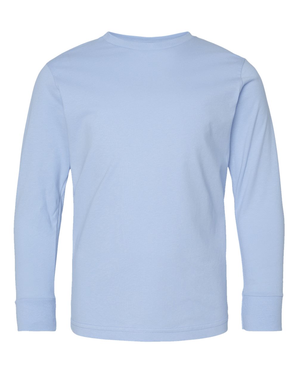 Youth Fine Jersey Long Sleeve Tee - Front - B31438252 - Light Blue