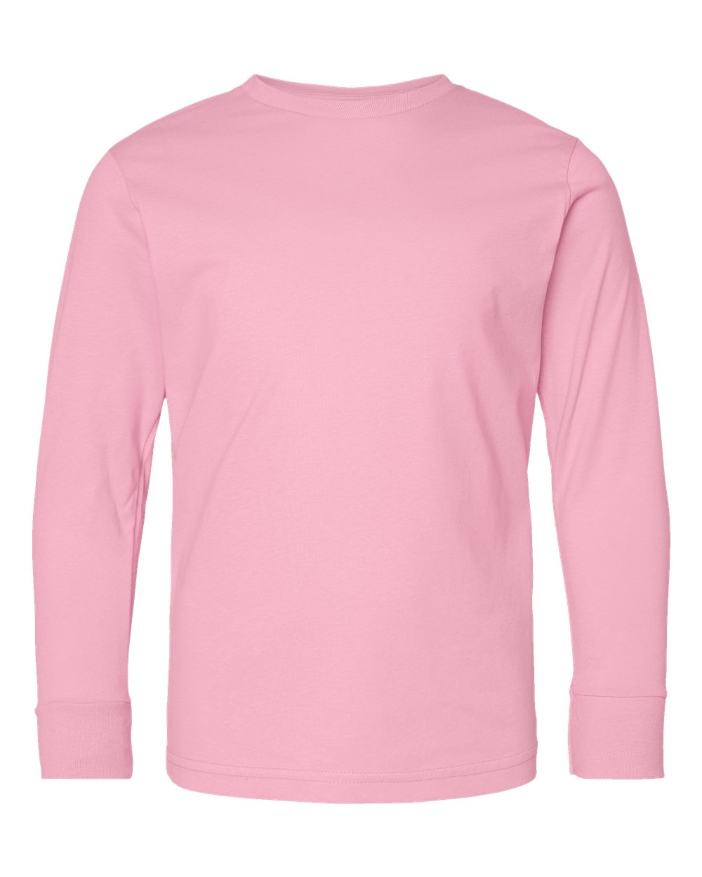 Youth Fine Jersey Long Sleeve Tee - Front - B31438302 - Pink