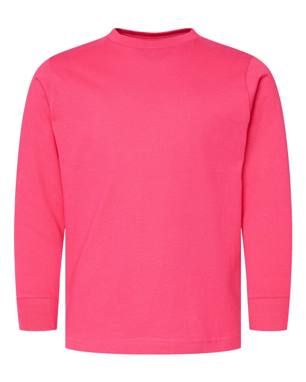 Youth Fine Jersey Long Sleeve Tee - Front - B31438312 - Hot Pink