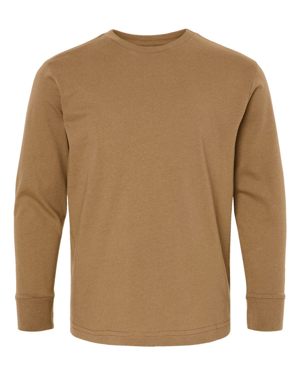 Youth Fine Jersey Long Sleeve Tee - Front - B31438552 - Coyote Brown