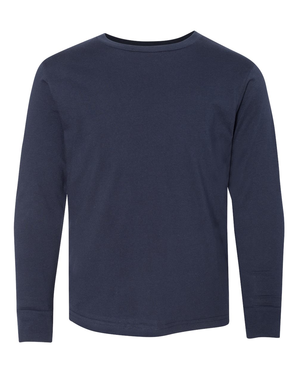 Youth Fine Jersey Long Sleeve Tee - Front - B31438652 - Navy