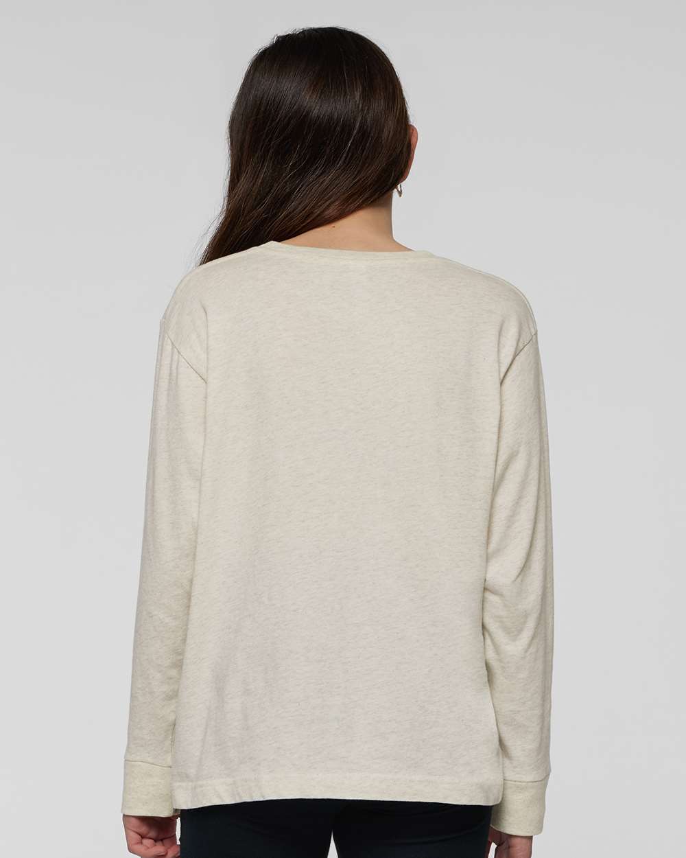 Youth Fine Jersey Long Sleeve Tee - OnModelBack - B31438242 - Natural Heather