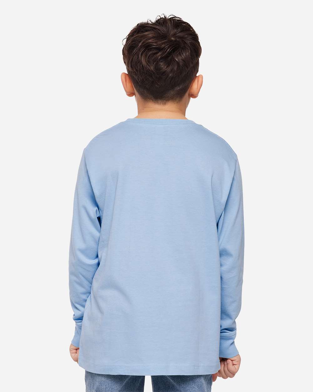 Youth Fine Jersey Long Sleeve Tee - OnModelBack - B31438252 - Light Blue