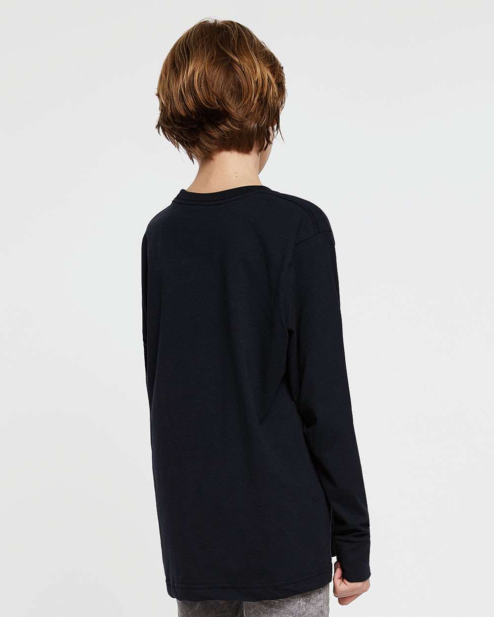 Youth Fine Jersey Long Sleeve Tee - OnModelBack - B31438652 - Navy