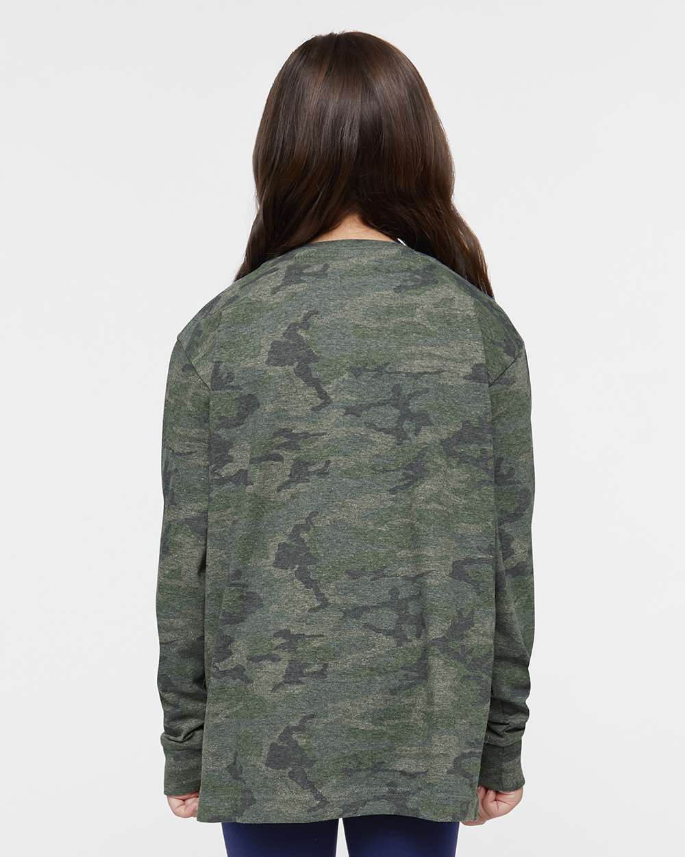 Youth Fine Jersey Long Sleeve Tee - OnModelBack - B31438992 - Vintage Camo