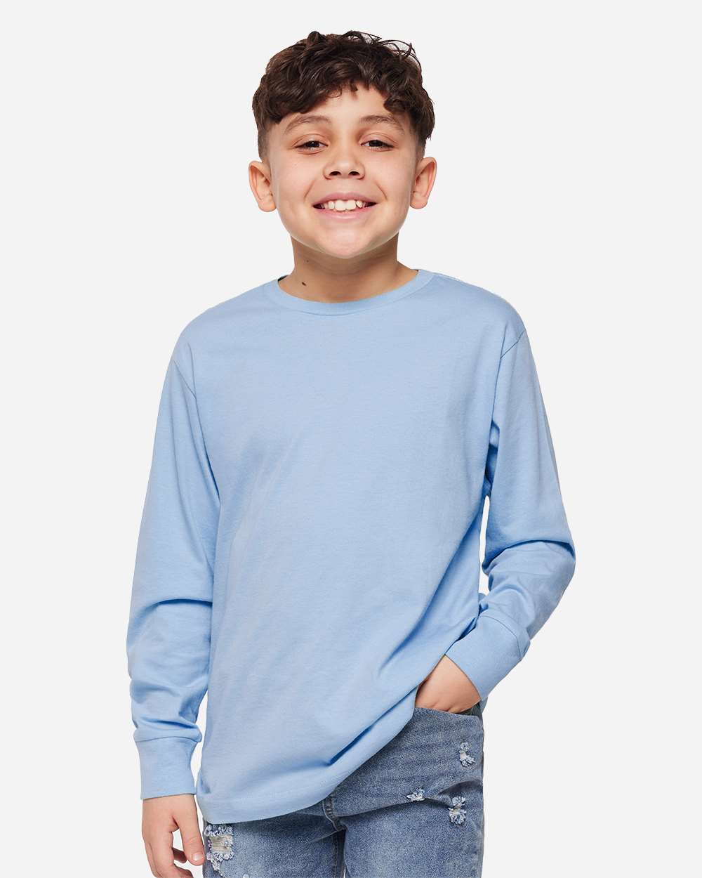 Youth Fine Jersey Long Sleeve Tee - OnModelFront - B31438252 - Light Blue