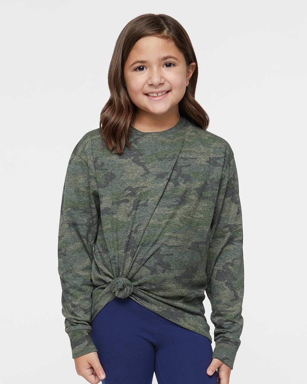 Youth Fine Jersey Long Sleeve Tee - OnModelFront - B31438992 - Vintage Camo