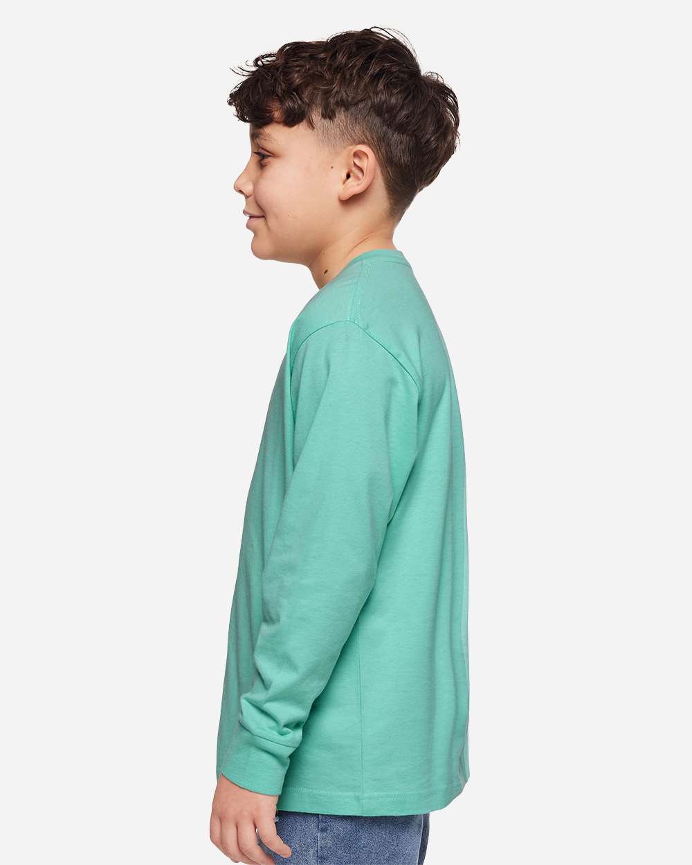 Youth Fine Jersey Long Sleeve Tee - OnModelSide - B31438172 - Saltwater