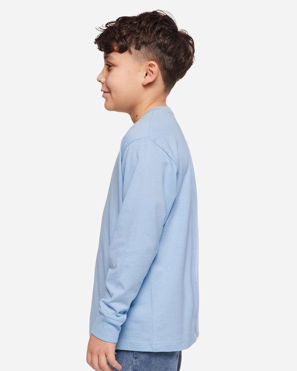 Youth Fine Jersey Long Sleeve Tee - OnModelSide - B31438252 - Light Blue