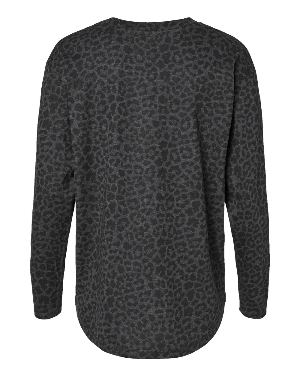 Women's Fine Jersey Long Sleeve Tee - Back - B93638022 - Black Leopard