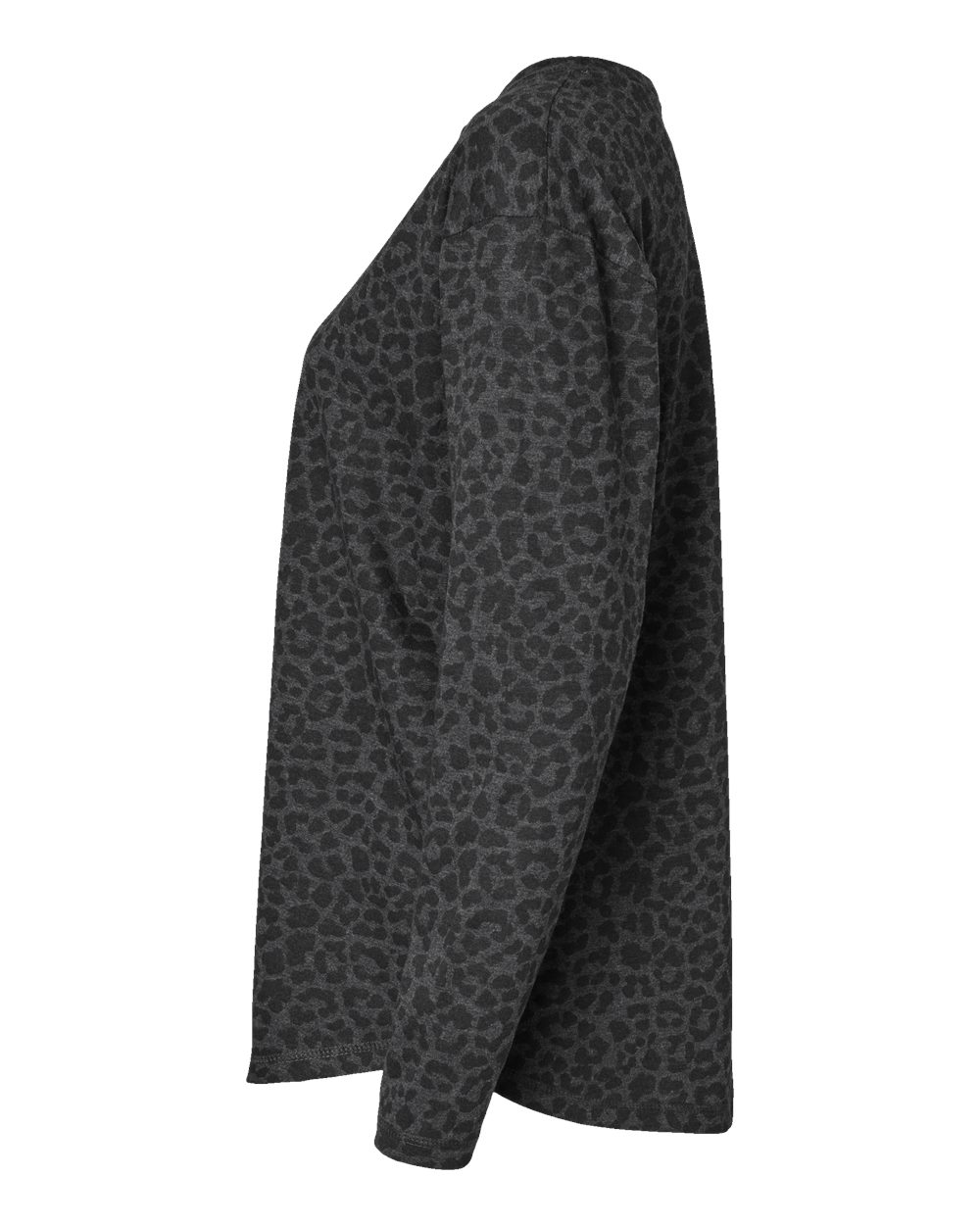 Women's Fine Jersey Long Sleeve Tee - DirectSide - B93638022 - Black Leopard