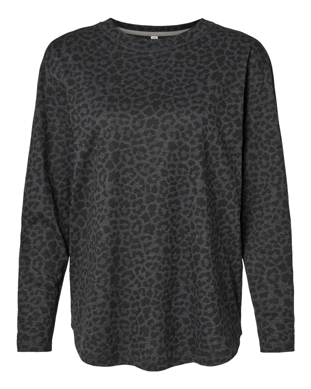 Women's Fine Jersey Long Sleeve Tee - Front - B93638022 - Black Leopard