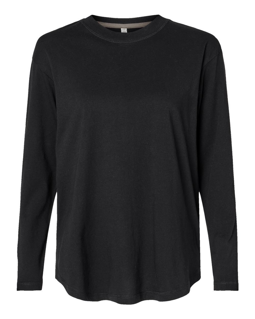 Women's Fine Jersey Long Sleeve Tee - Front - B93638502 - Black