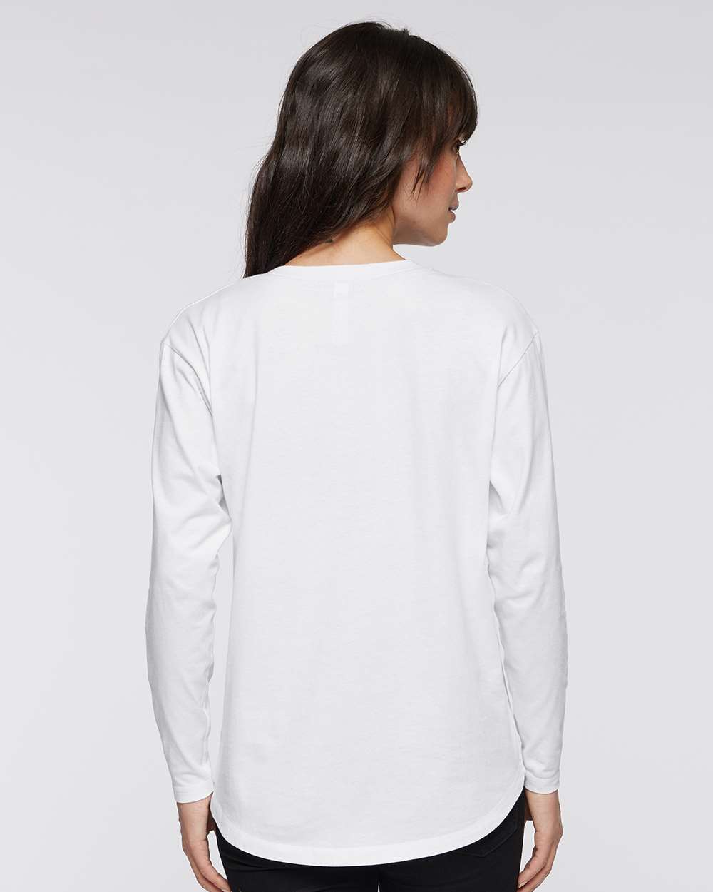 Women's Fine Jersey Long Sleeve Tee - OnModelBack - B93638082 - White