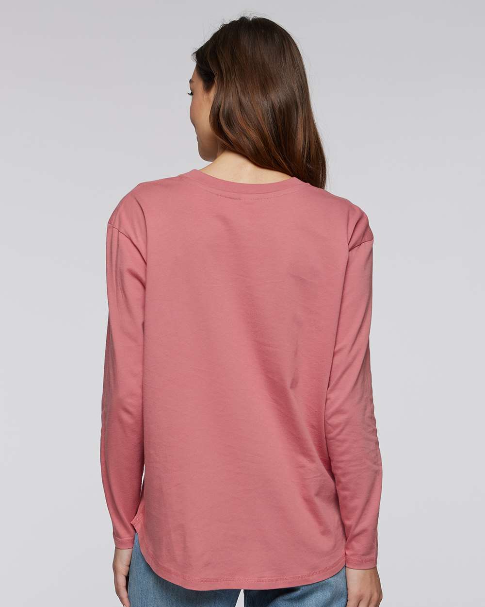 Women's Fine Jersey Long Sleeve Tee - OnModelBack - B93638272 - Mauvelous