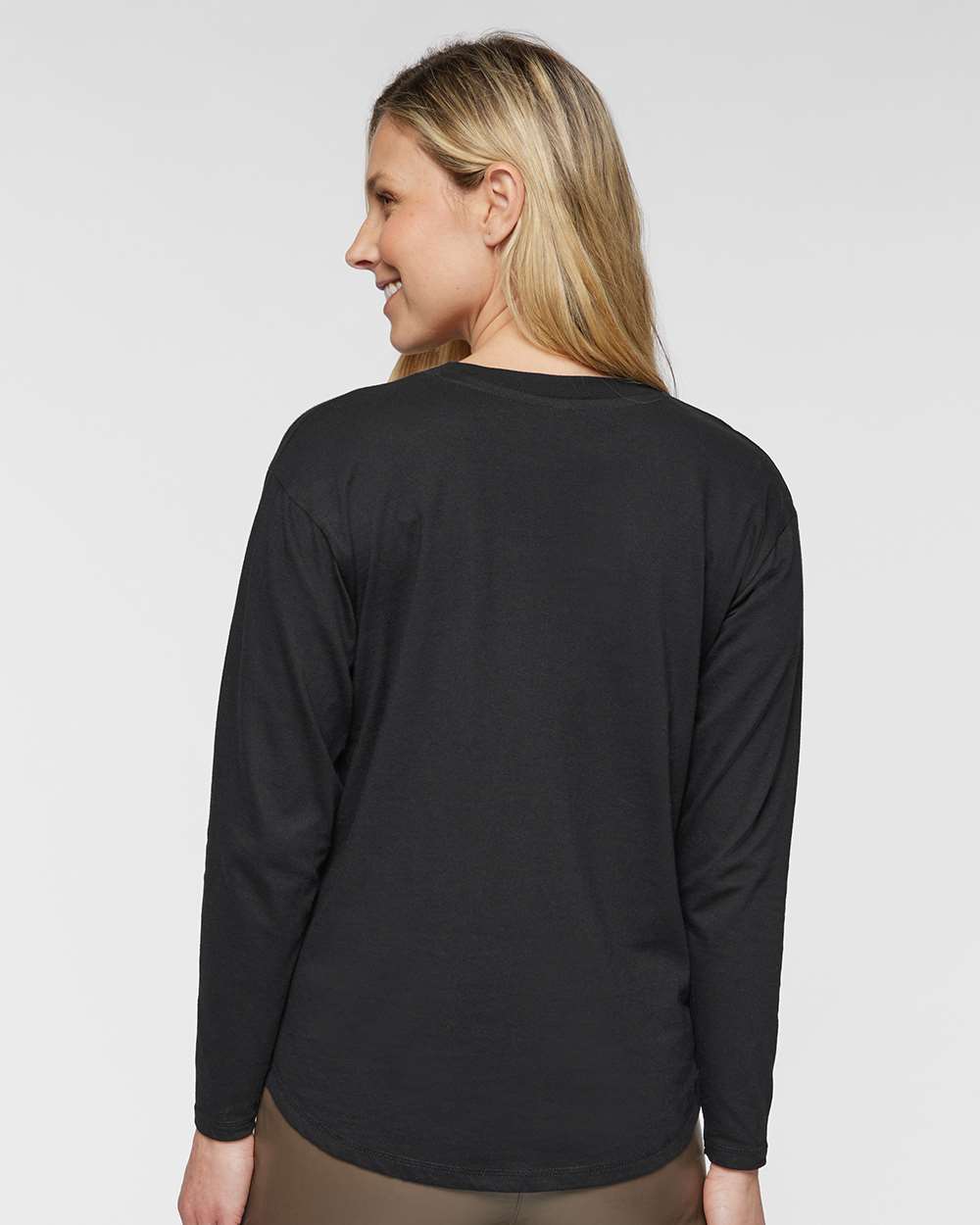 Women's Fine Jersey Long Sleeve Tee - OnModelBack - B93638502 - Black
