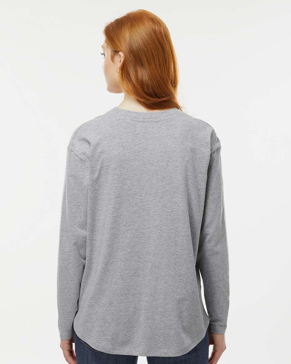 Women's Fine Jersey Long Sleeve Tee - OnModelBack - B93638582 - Heather