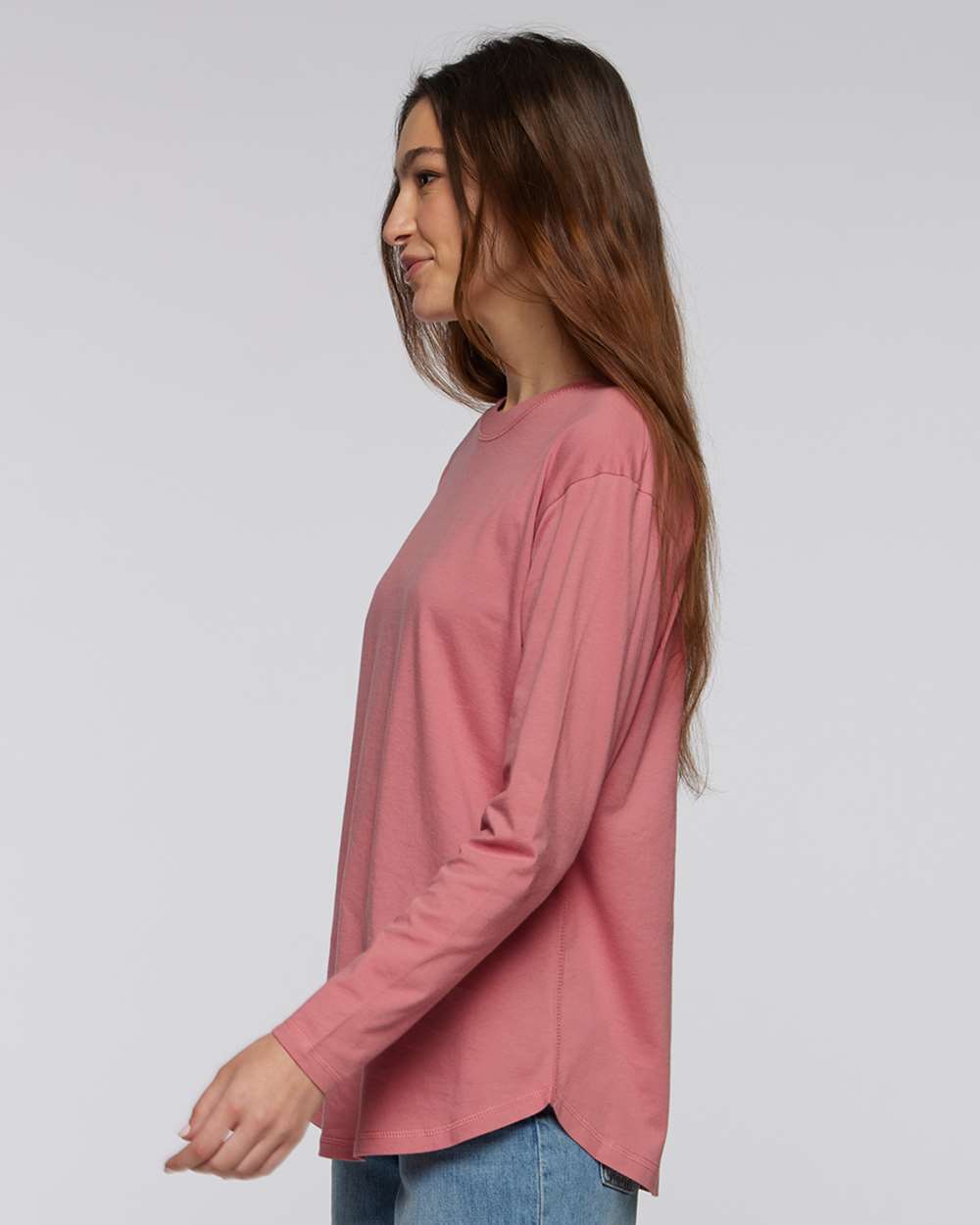 Women's Fine Jersey Long Sleeve Tee - OnModelSide - B93638272 - Mauvelous
