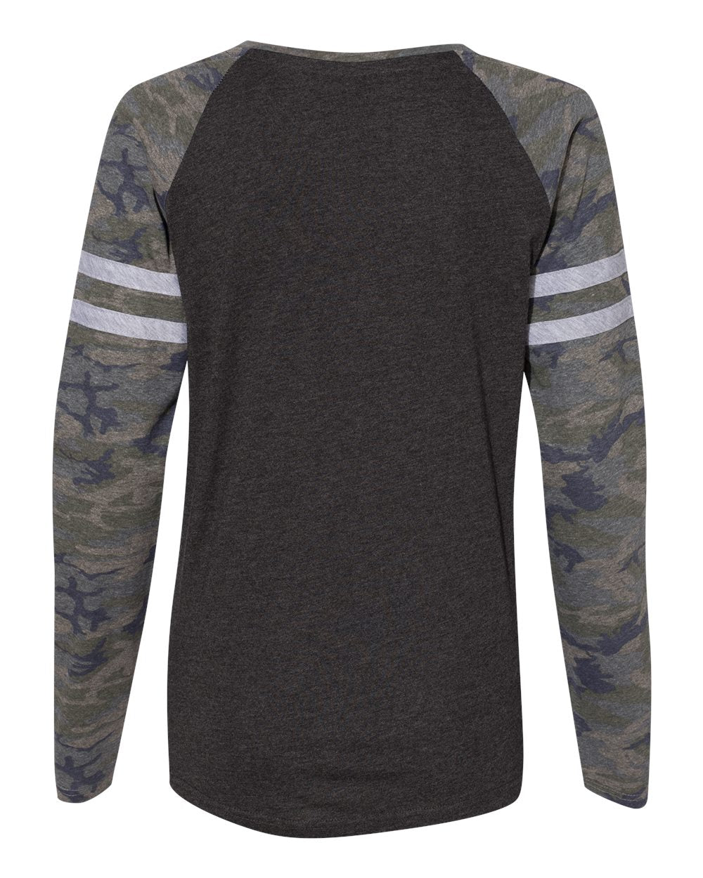 Women's Fine Jersey Mash Up Long Sleeve T-Shirt - Back - B94138623 - Vintage Smoke/ Vintage Camo