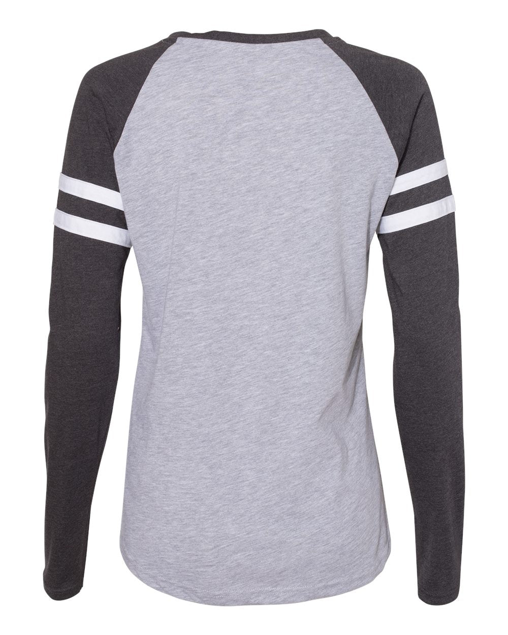 Women's Fine Jersey Mash Up Long Sleeve T-Shirt - Back - B94138653 - Vintage Heather/ Vintage Navy