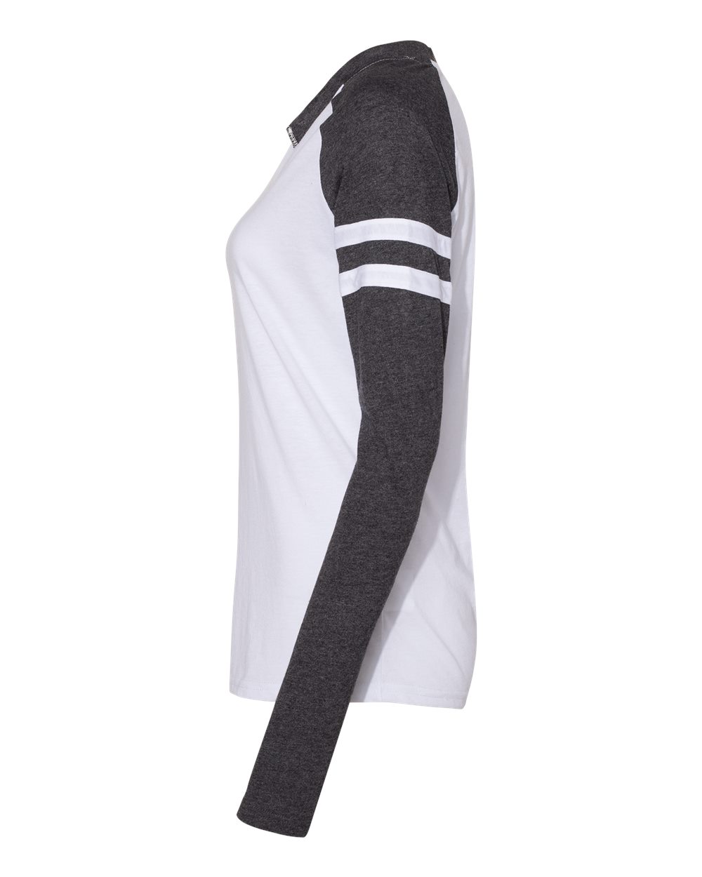 Women's Fine Jersey Mash Up Long Sleeve T-Shirt - DirectSide - B94138513 - Blended White/ Vintage Smoke