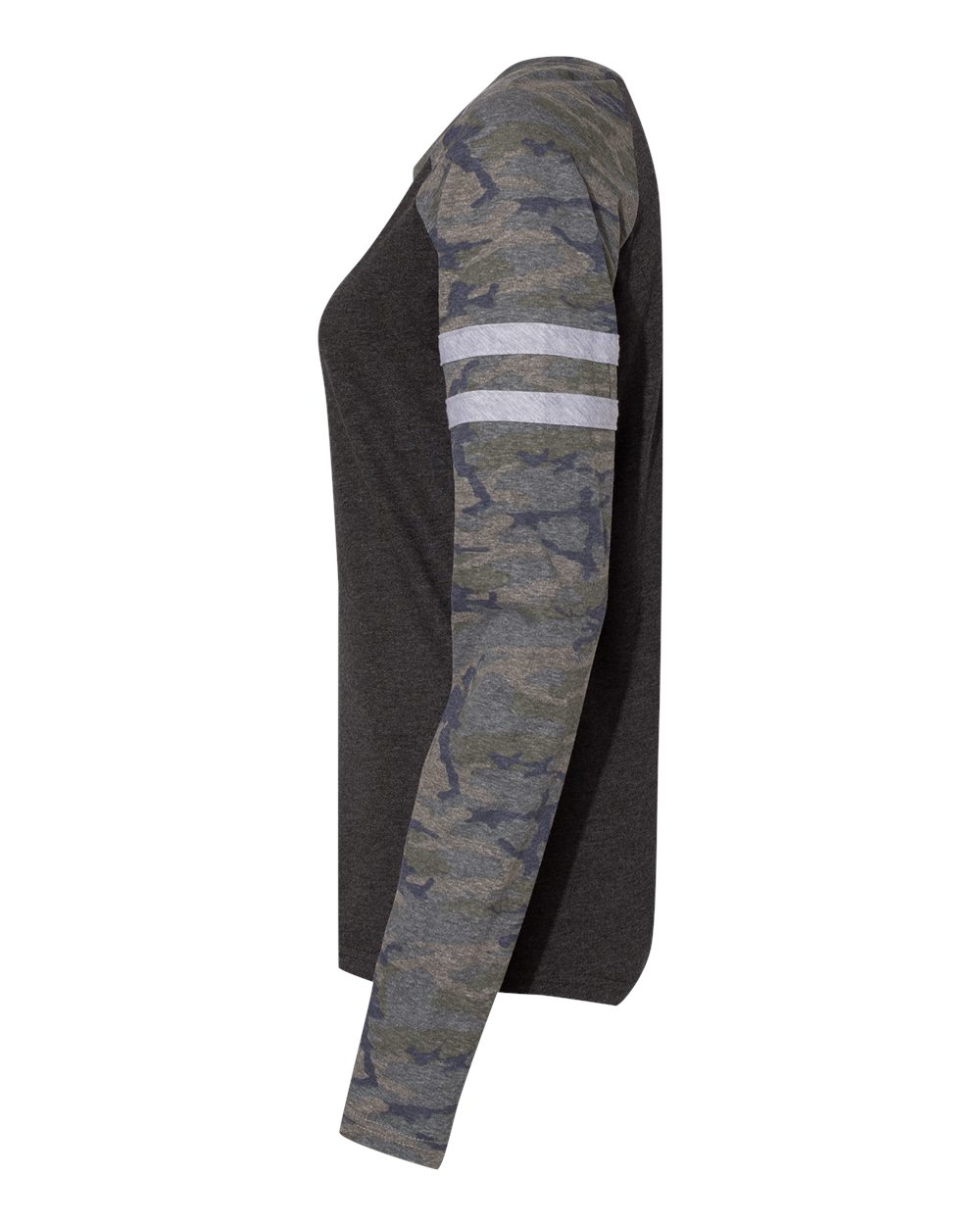 Women's Fine Jersey Mash Up Long Sleeve T-Shirt - DirectSide - B94138623 - Vintage Smoke/ Vintage Camo