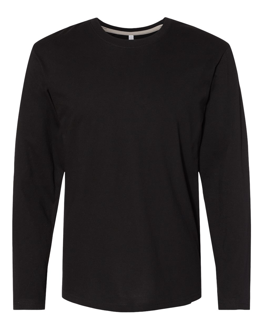 Men's Fine Jersey Long Sleeve Tee - Front - B96338143 - Black