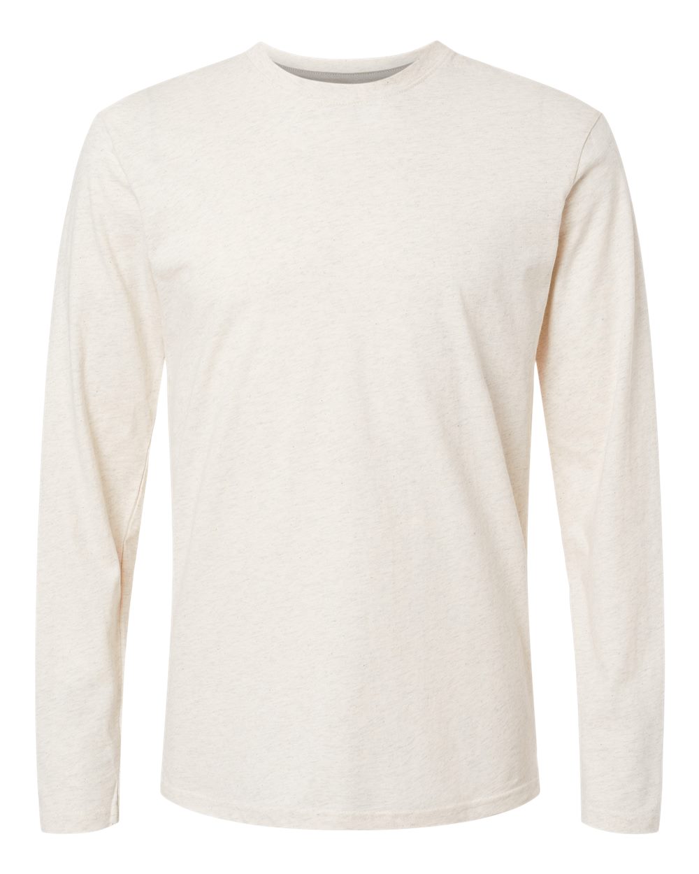 Men's Fine Jersey Long Sleeve Tee - Front - B96338243 - Natural Heather