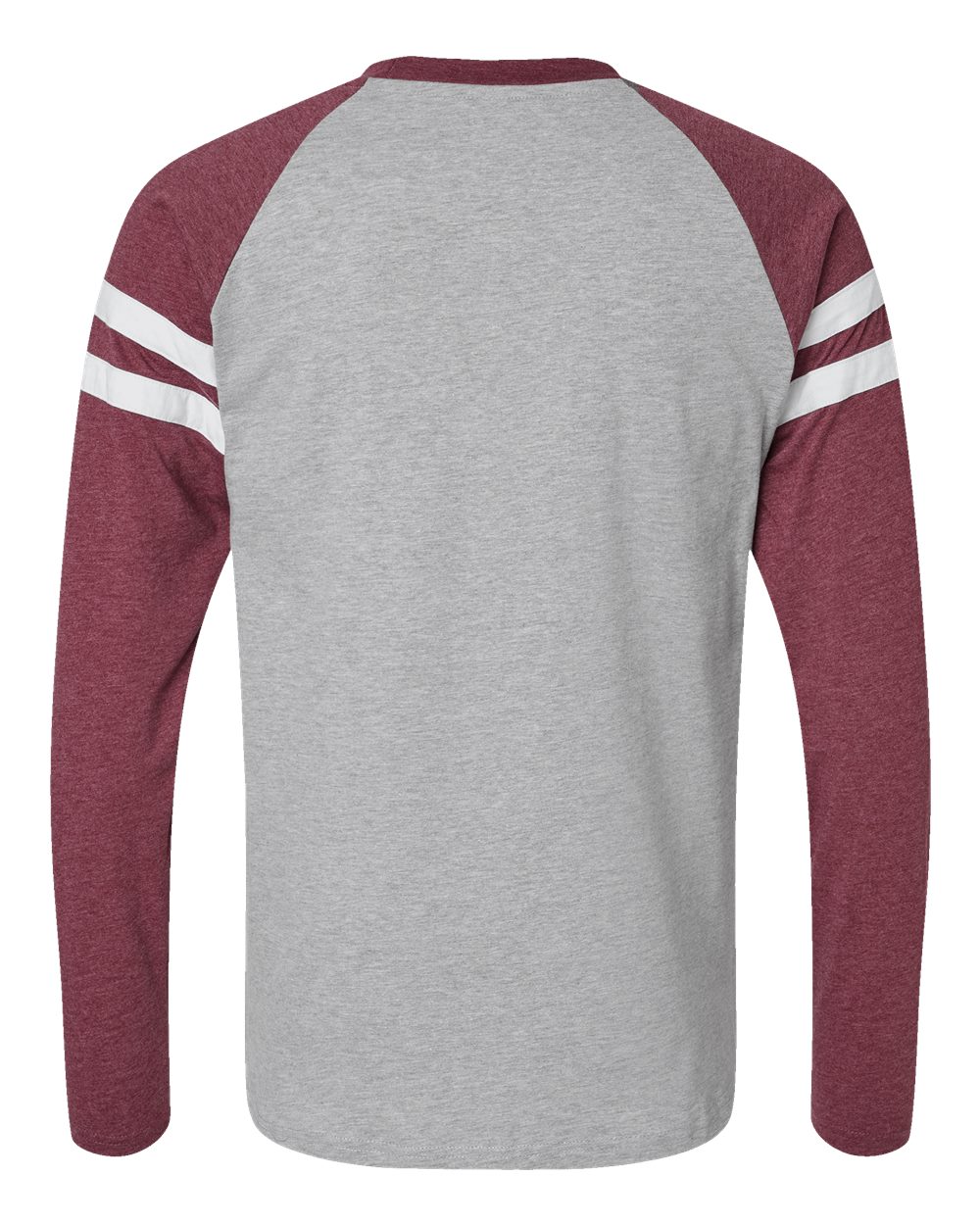 Unisex Fine Jersey Mash Up Long Sleeve Tee - Back - B96538352 - Vintage Heather/ Vintage Burgundy
