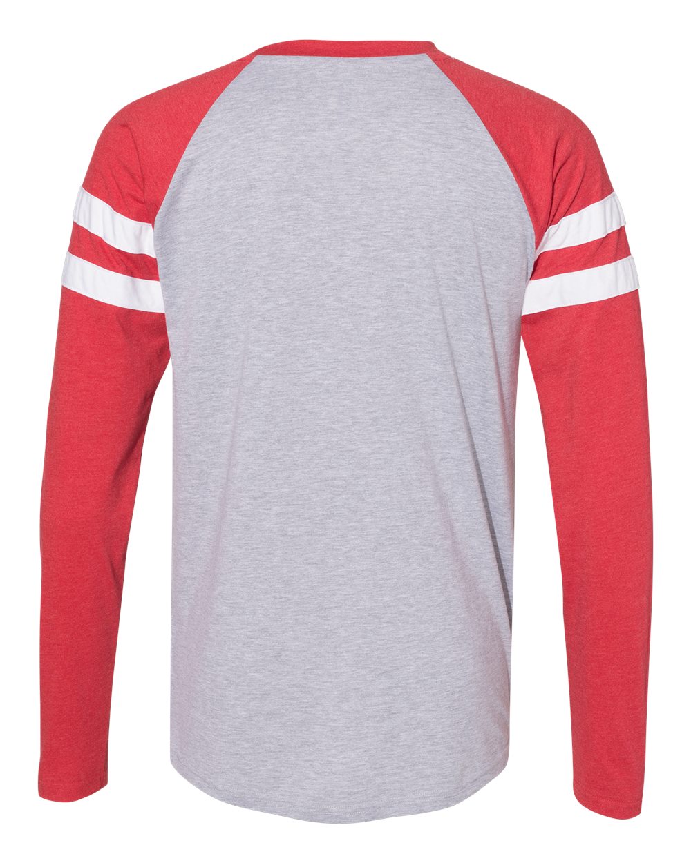 Unisex Fine Jersey Mash Up Long Sleeve Tee - Back - B96538592 - Vintage Heather/ Vintage Red